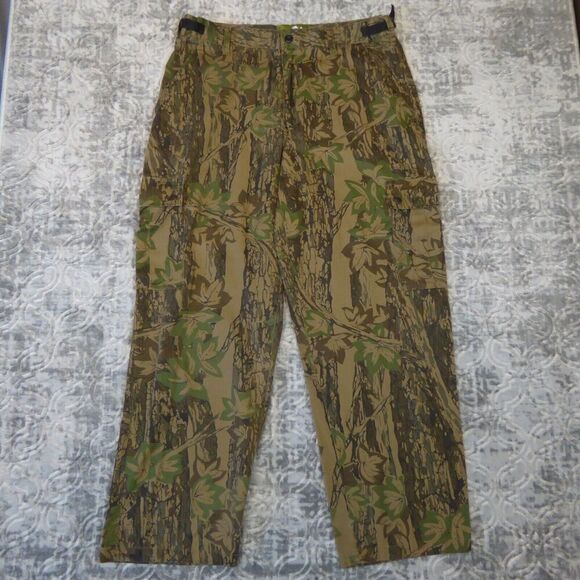 Vintage Northwest Territory Pants Mens Large Green Camo Cargo Hunting Wide Leg - Picture 1 of 12